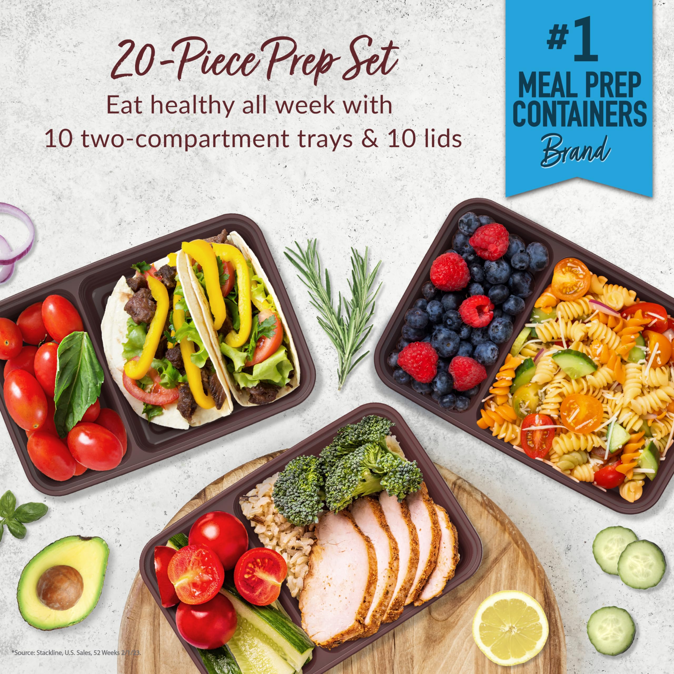 Bentgo 20-Piece Lightweight, Durable, Reusable Bpa-Free 2-Compartment Containers - Microwave, Freezer, Dishwasher Safe - Burgund